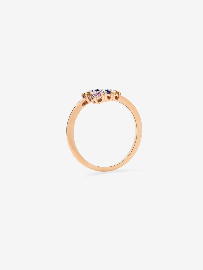 You and me ring in 18K rose gold with 6 multicolored sapphires with a total of 0.49 cts image number 4