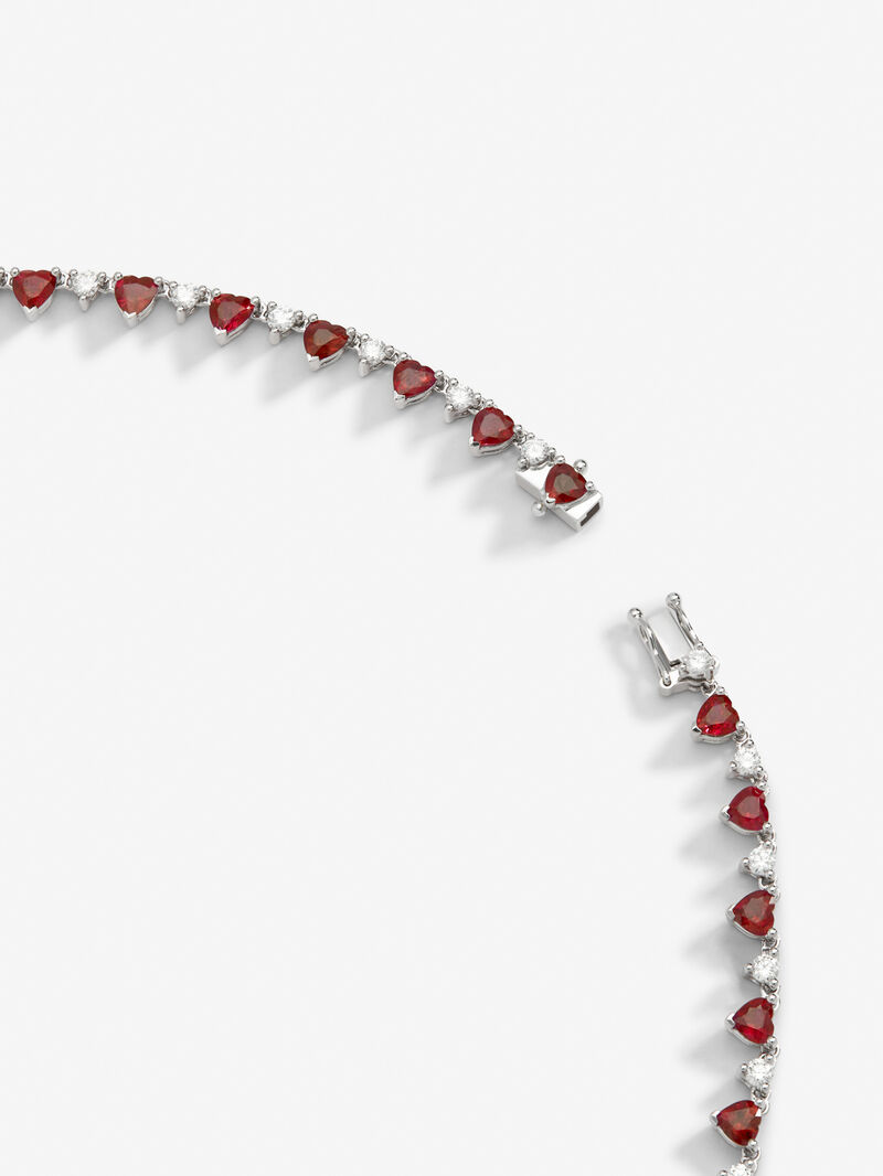 18K White Gold necklace with red ruby ​​with 15.34 cts and white diamonds in bright 3.36 CTS diamonds image number 4
