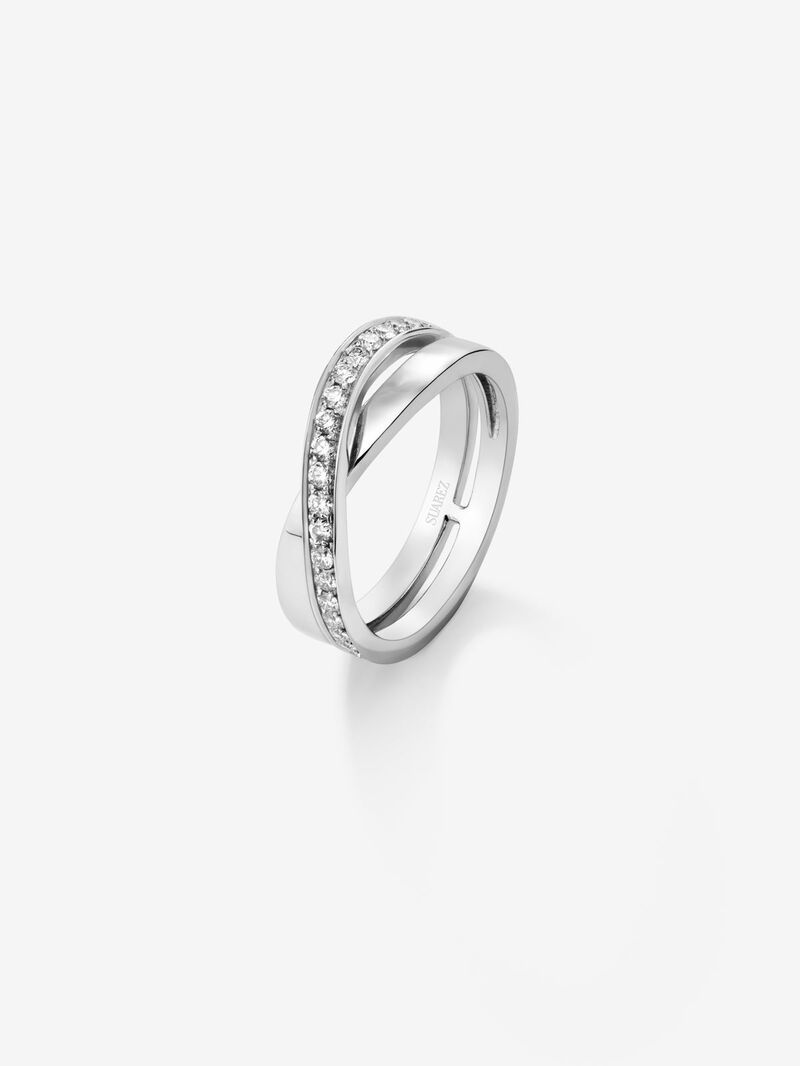18K White Gold Double Diamond Ring image number 0