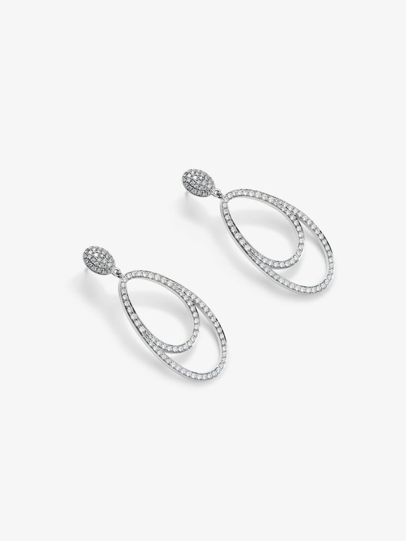 18K white gold earrings with 210 brilliant-cut diamonds with a total of 1.75 cts image number 2