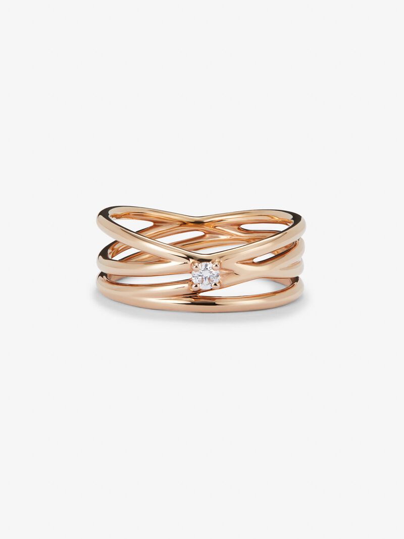 18K rose gold multibrazo ring with white diamond in bright size image number 1