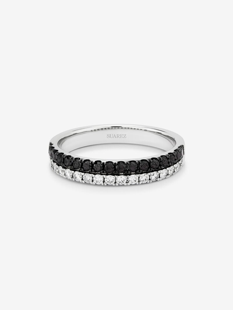 18K white gold ring with 17 brilliant-cut diamonds with a total of 0.24 cts and 17 brilliant-cut black diamonds with a total of 0.27 cts image number 2
