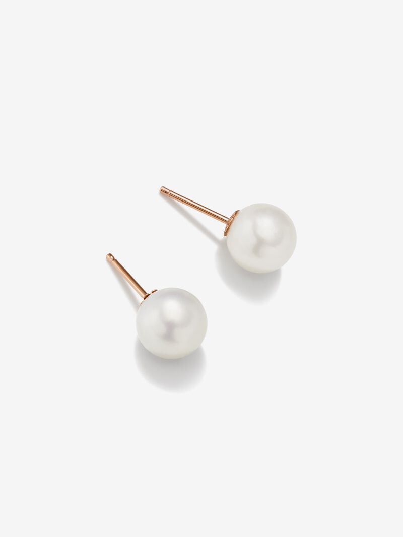 18K rose gold earrings with 2 9.5mm Australian pearls image number 2