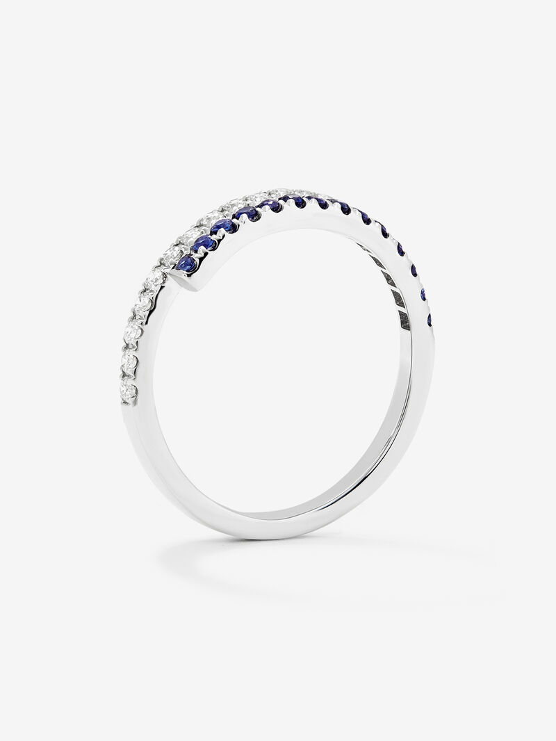 Media Open 18k White Gold Alliance with Diamonds and Blue Sapphires image number 4