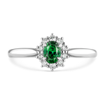 Big Three ring white gold 0,31 carats green emerald, SO15029-E/A063_V
