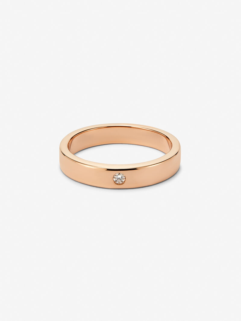 18K Rose Gold Wedding Band Ring with Diamond image number 2