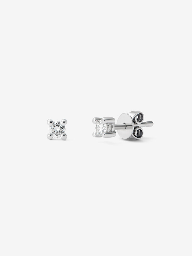 18K white gold solitaire earrings with 2 brilliant-cut diamonds with a total of 0.14 cts image number 0