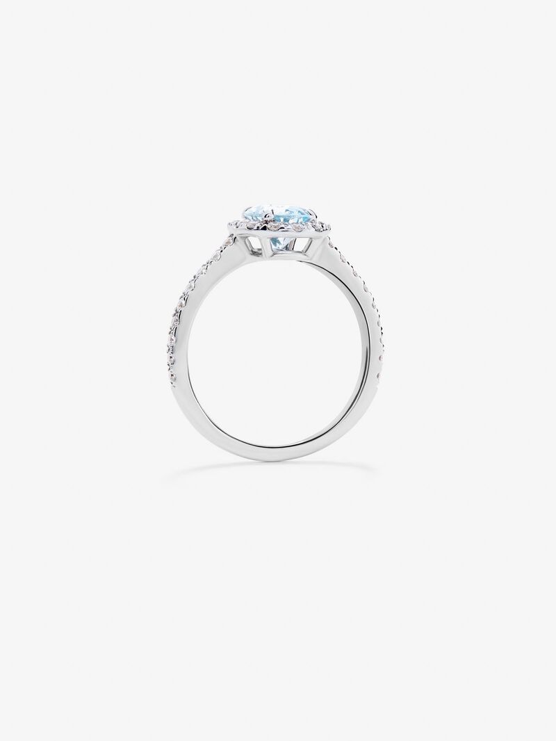 18K white gold ring with oval size of 1.02 cts and white diamonds in bright size image number 4