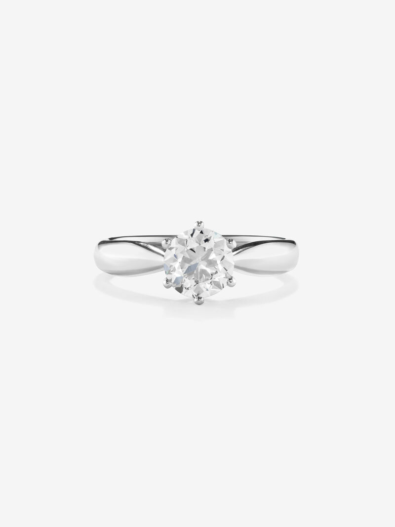 18K white gold compromise ring with 2 carat central diamond image number 2