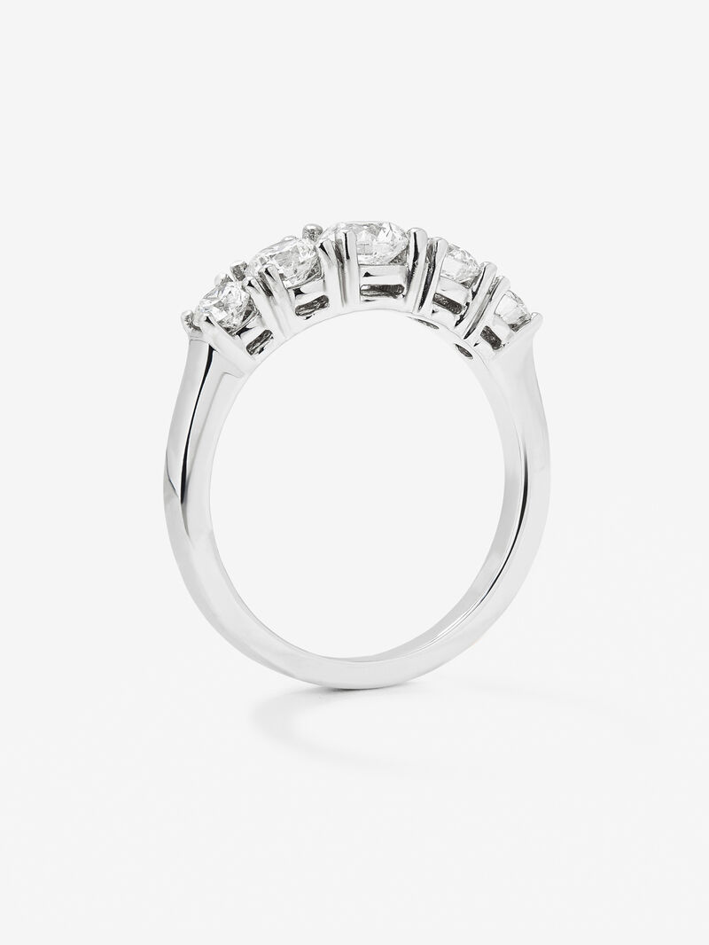 18K White Gold Cinquillo Ring with white 1.2 cts bright size size image number 4