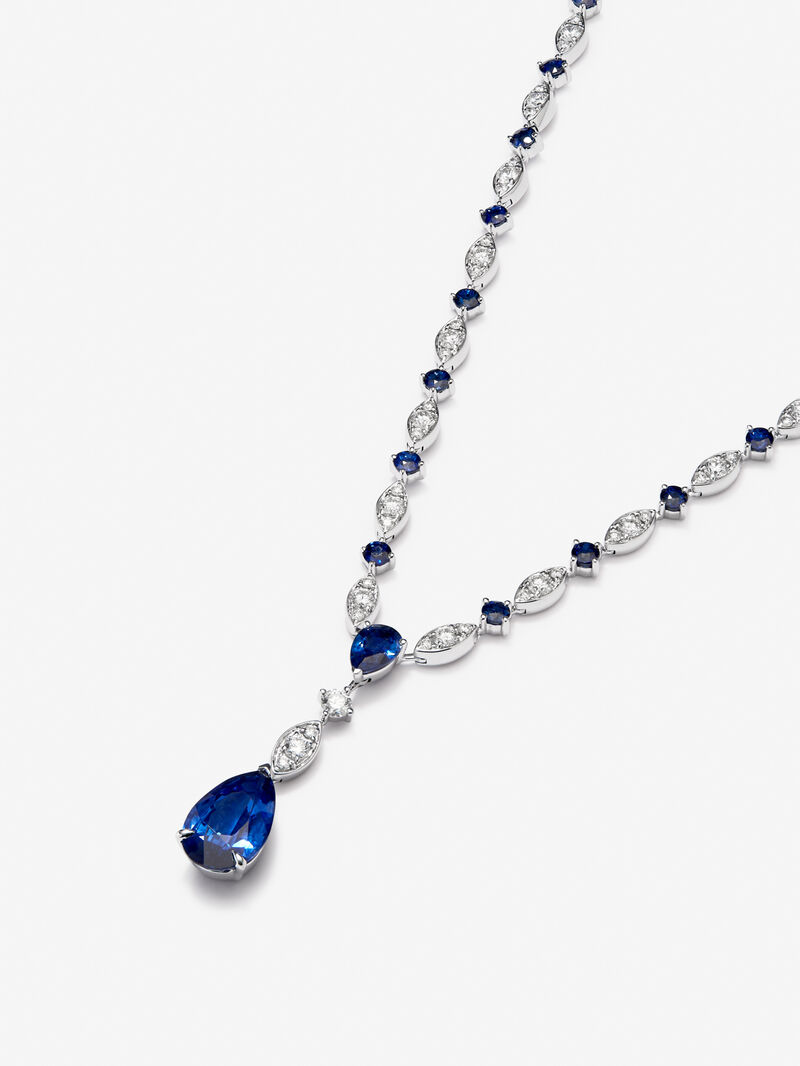 18K White Gold Collar with Royal Blue Zafiros 8.17 CTS and White Diamonds 3.15 image number 2