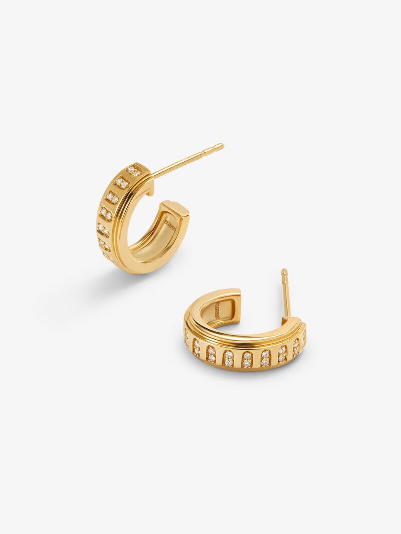 18K yellow gold hoop earrings with 40 brilliant-cut diamonds with a total of 0.18 cts image number 2