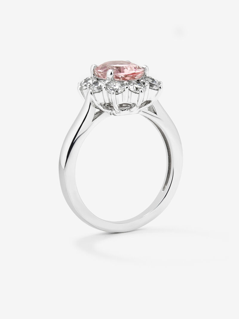 18K White Gold Ring with pink morganita in 1.6 cts and white diamonds in a bright 0.96 cts diamonds image number 4
