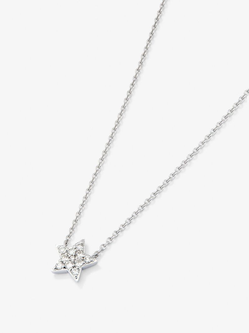 18K White Gold Star Pendant with Pave Diamonds Chain image number 2