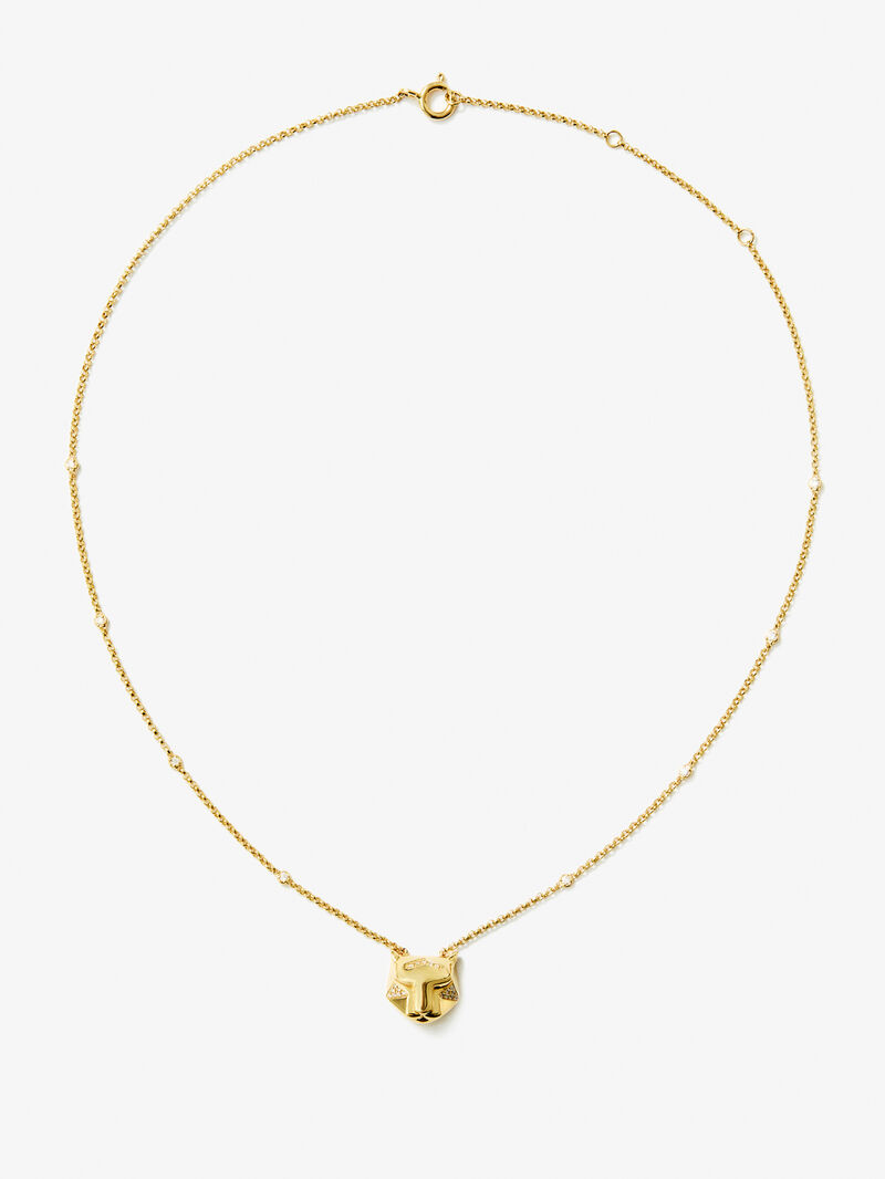 18K yellow gold pendant with 29 brilliant-cut diamonds with a total of 0.25 cts and a tiger shape image number 0