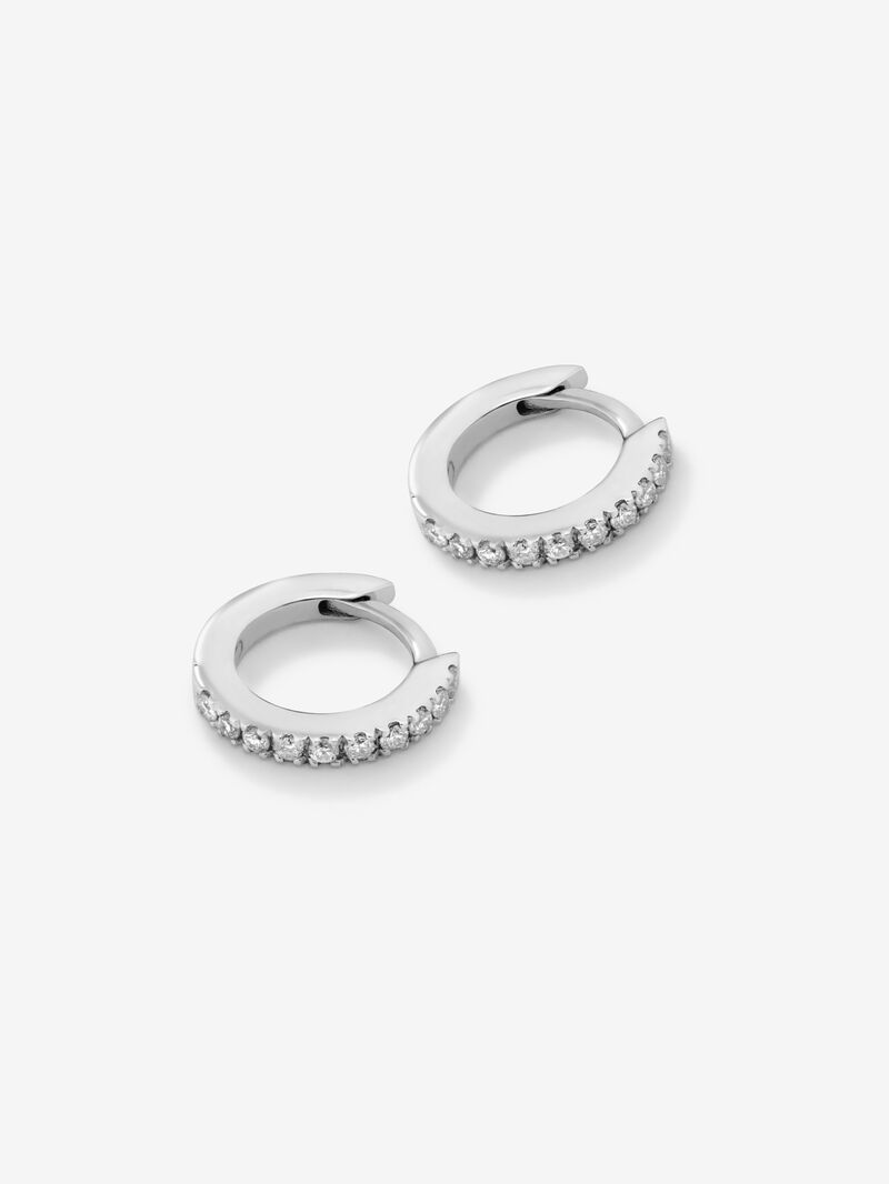Individual 18K white gold hoop earring with diamonds image number 2
