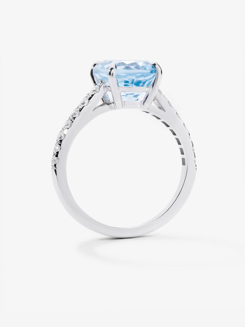 18K yellow gold ring with blue Sky Topacio in 3.8 cts and diamonds in bright size image number 4