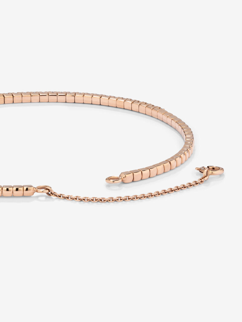 Thin semi-rigid 18K rose gold bracelet with diamonds image number 4