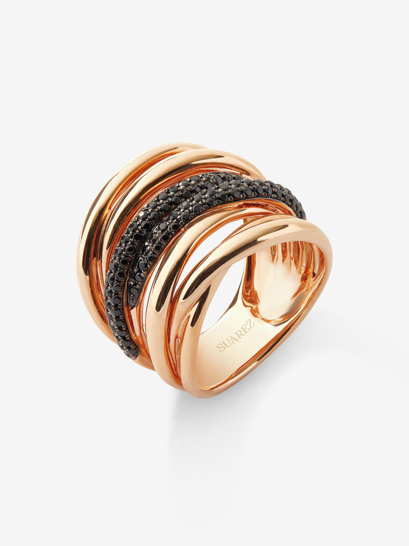 18K rose gold multi-arm ring with 104 brilliant-cut black spinels with a total of 0.706 cts image number 0