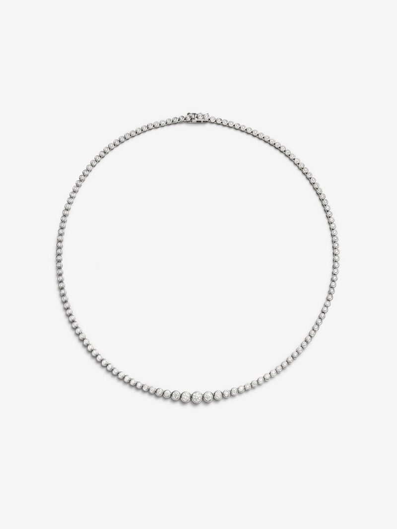 18K white gold rivière necklace with 128 brilliant-cut diamonds with a total of 3.2 cts image number 0