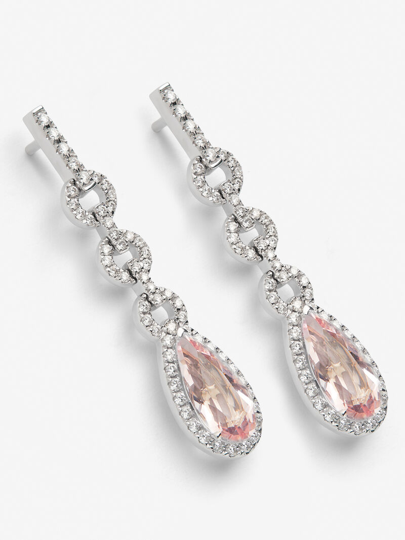18K white gold earrings with 3 ct pear-cut morganites and 0.69 ct brilliant-cut diamonds image number 2