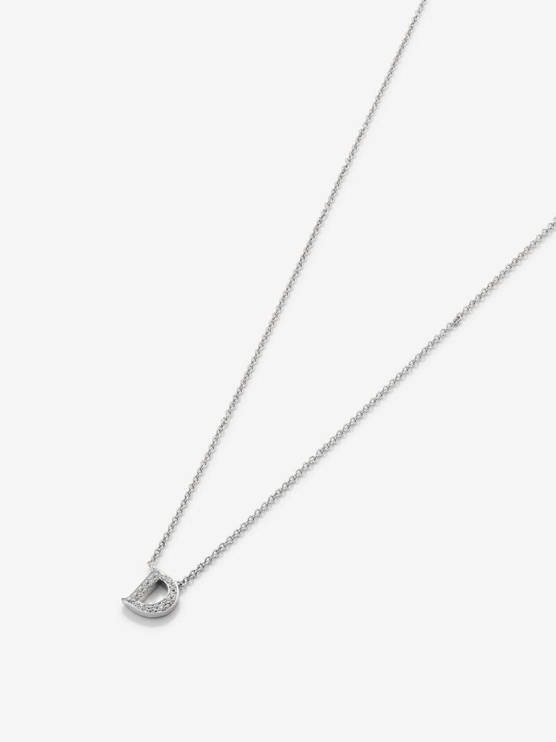 18K white gold pendant with letter D and 14 brilliant-cut diamonds with a total of 0.041 cts image number 4