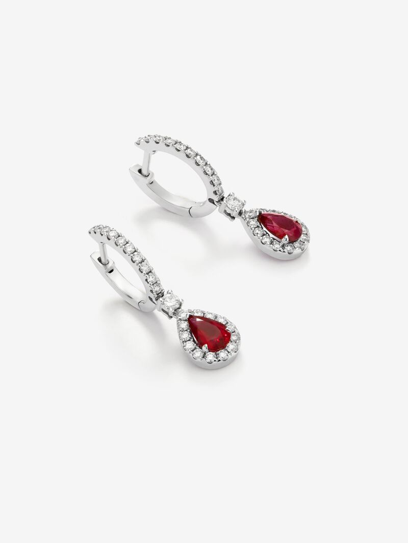 18K white gold pendant pendant with Rubi and Diamond image number 1