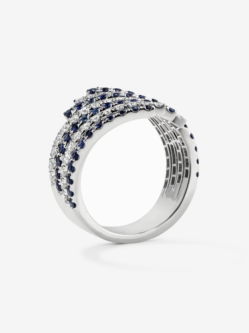 18K white gold ring with diamond and sapphire image number 3