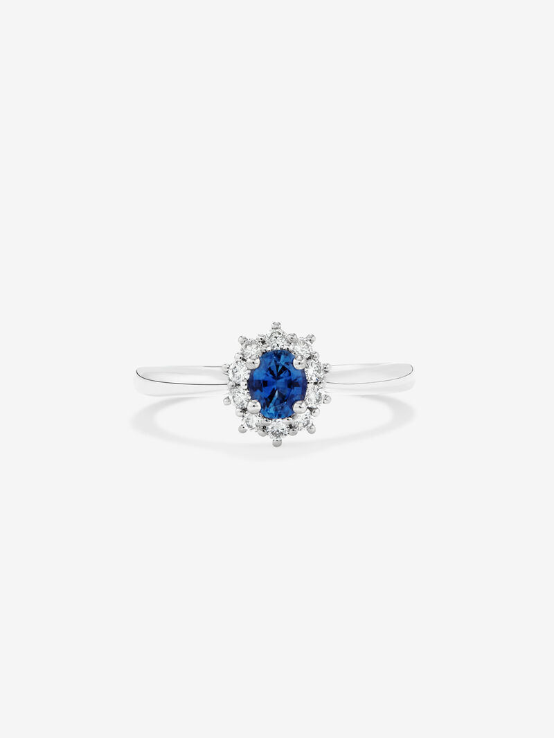 18K White Gold Ring with intense blue sapphir image number 2