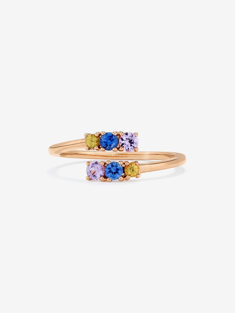 You and me ring in 18K rose gold with 6 multicolored sapphires with a total of 0.49 cts image number 2