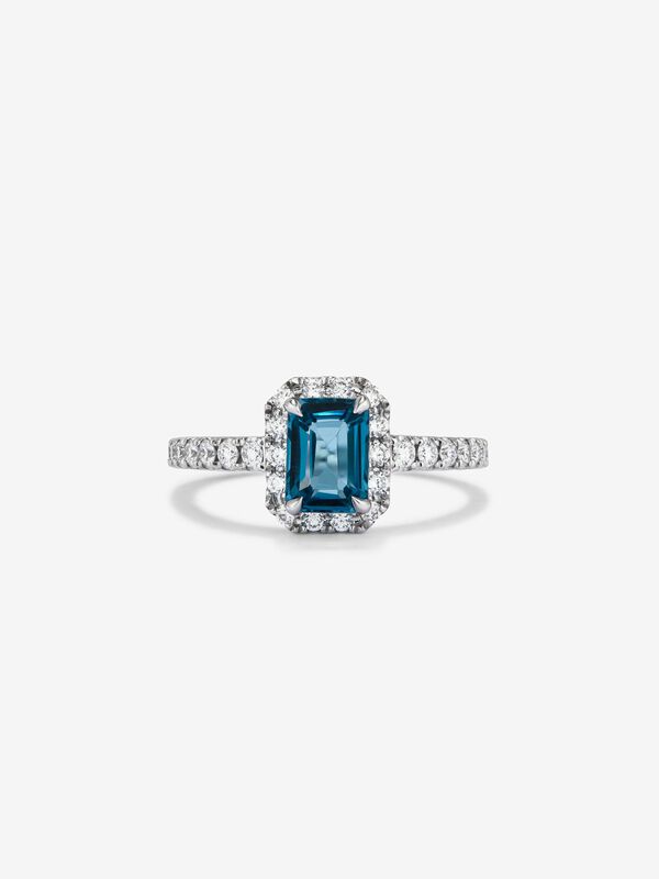 18 kt white gold ring with London blue topaz and diamonds, SO21054-OBDTPLN7X5_V