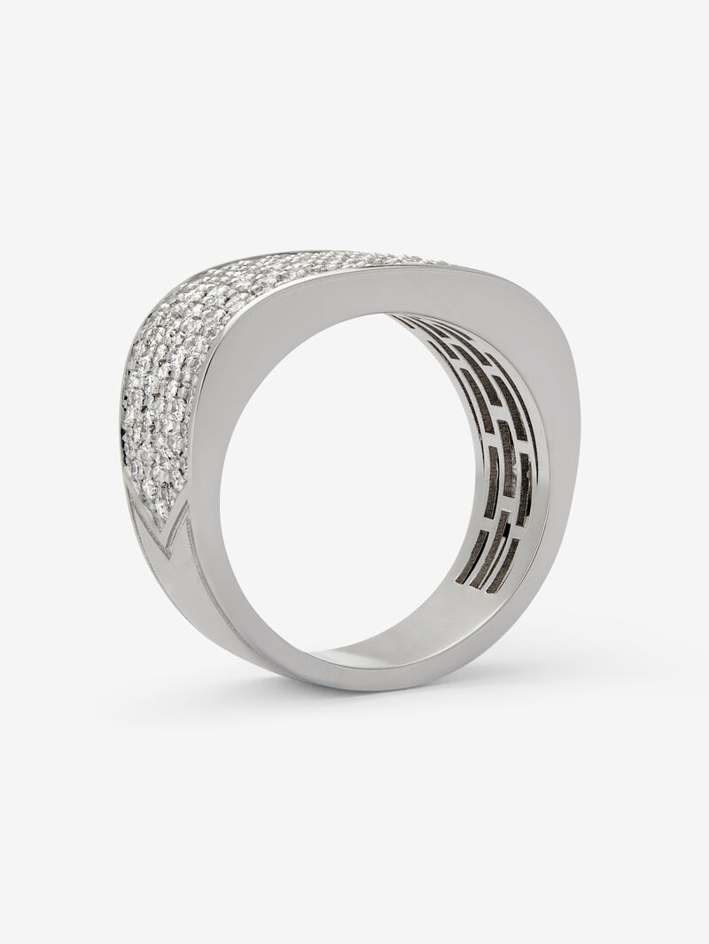 18K White Gold Ring with Brilliant-Cut Pavé Diamonds image number 4