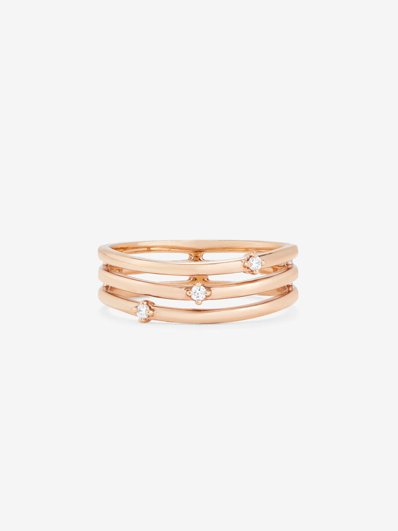 18K Rose Gold Triple Arm Ring with Diamonds image number 2