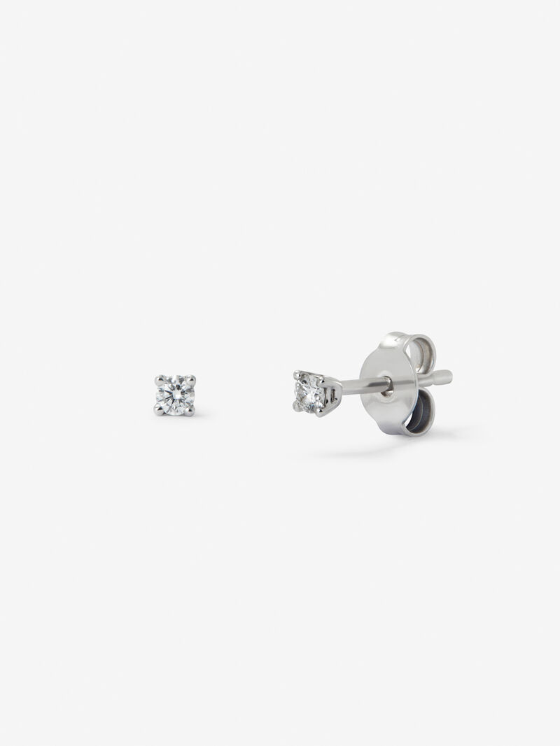 18K white gold solitaire earrings with 2 brilliant-cut diamonds with a total of 0.06 cts image number 0