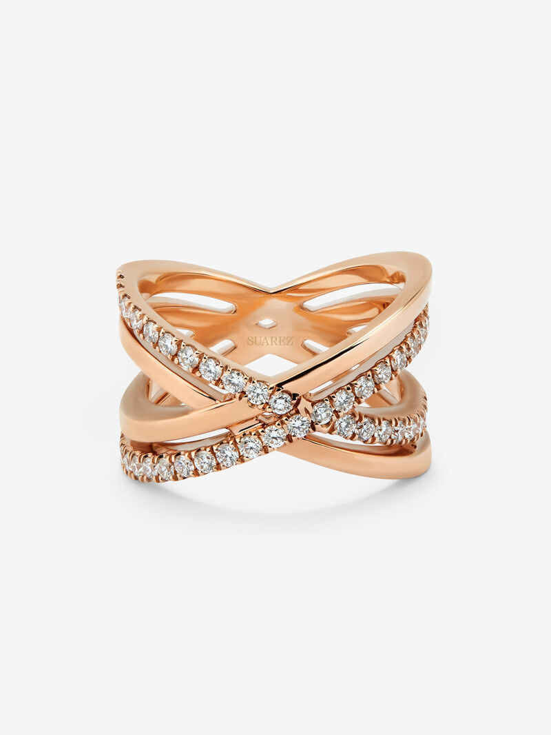 18K rose gold cross ring with 40 brilliant-cut diamonds with a total of 0.56 cts image number 2
