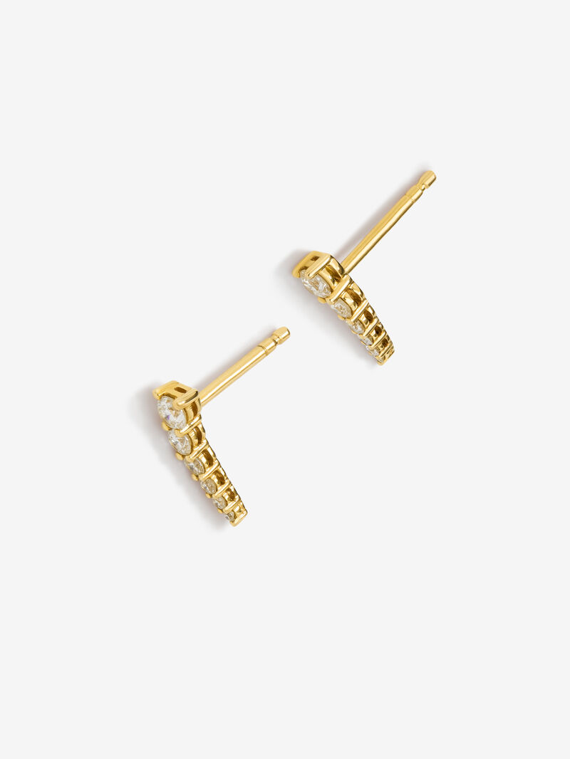18K yellow gold climbing earrings with 12 brilliant-cut diamonds with a total of 0.34 cts image number 2