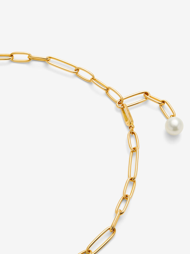 18K Yellow Gold Link Necklace with 11.5mm Australian Pearl image number 4
