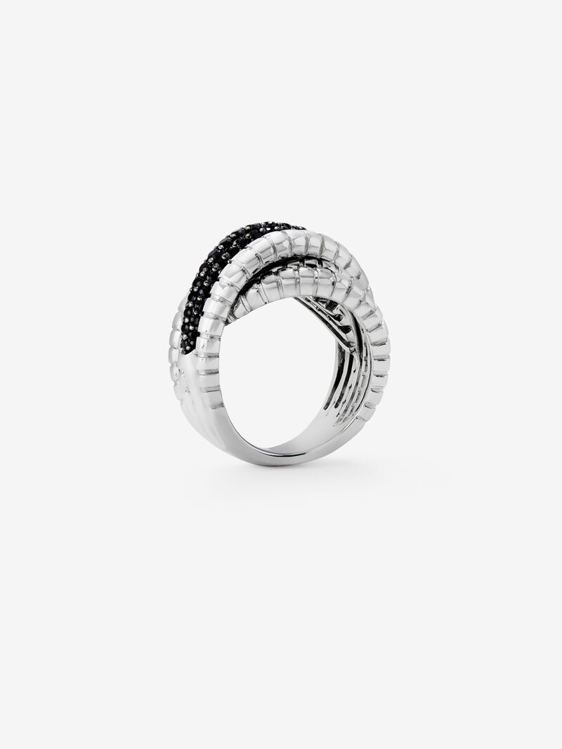 Wide multi-arm torsade ring in 925 silver with spinels image number 4
