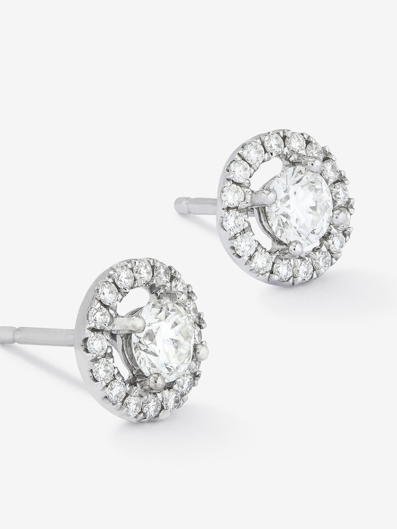 18K White Gold Earrings with solitary diamond and diamond urla image number 3