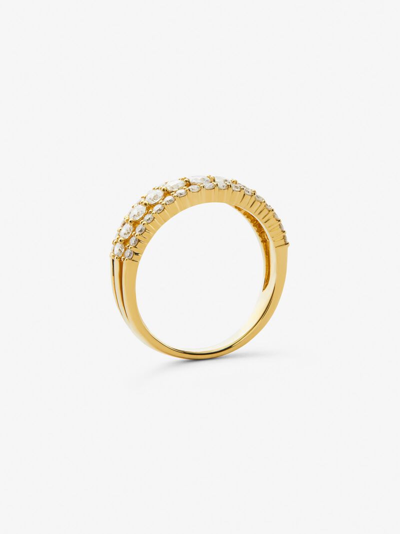 18K yellow gold triple ring with 45 brilliant-cut diamonds with a total of 0.93 cts image number 4