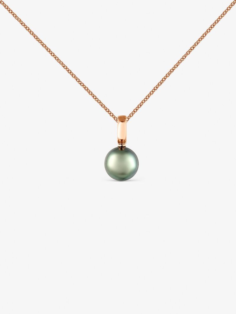 18k Rose Gold Chain Pendant with 9.5mm Tahitian Pearl image number 0