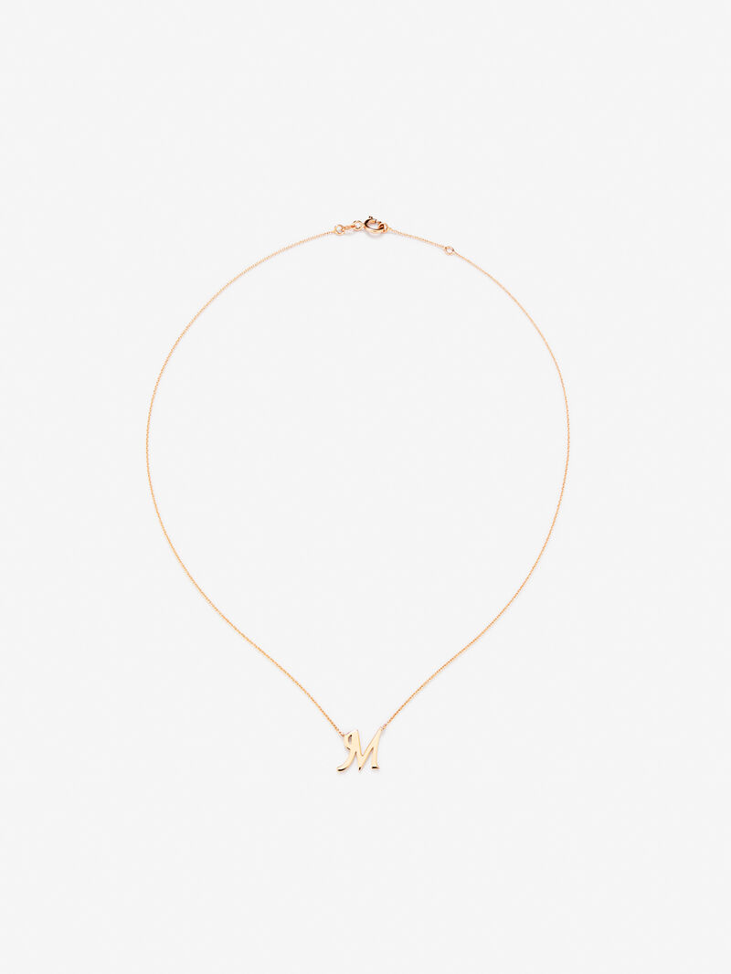 Pendant chain with initial 'm' in 18K rose gold. image number 0