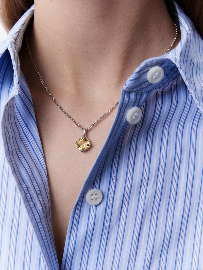 925 silver pendant with citrine quartz in cushion cut image number 4