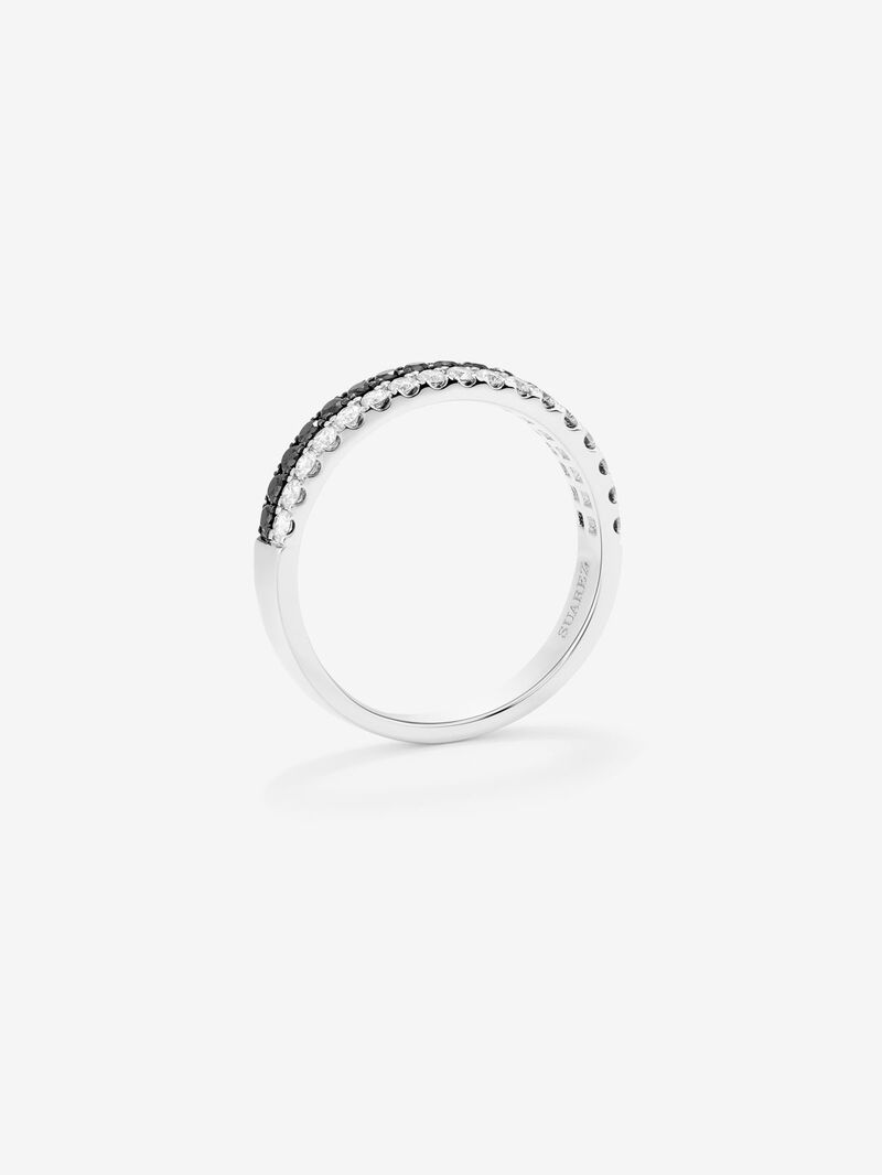 Half-eternity 18K white gold ring with black diamond and white diamond image number 4