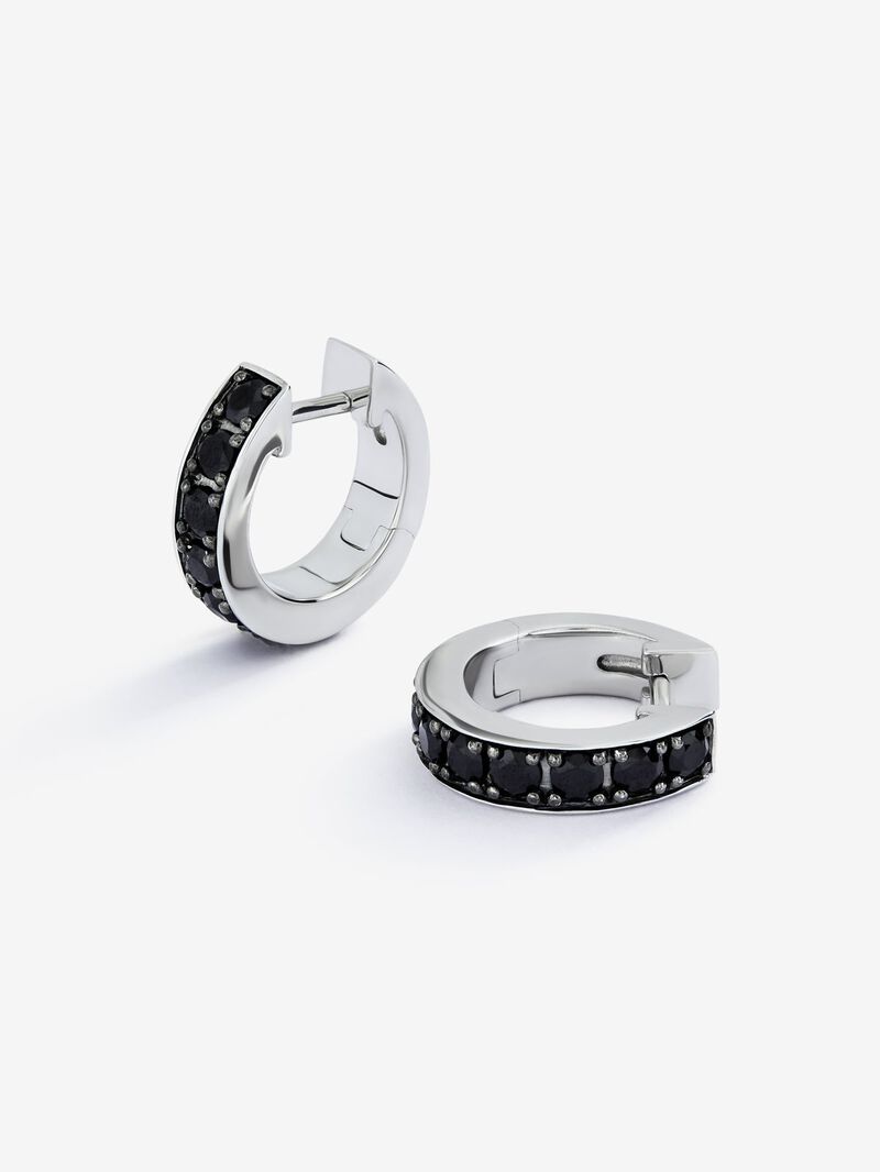 Small hoop earrings made of 925 silver with spinels image number 2