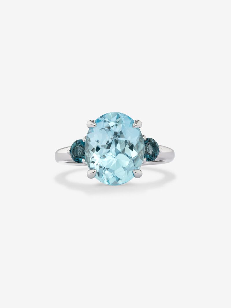 925 Silver Triple Ring with Topazes image number 2