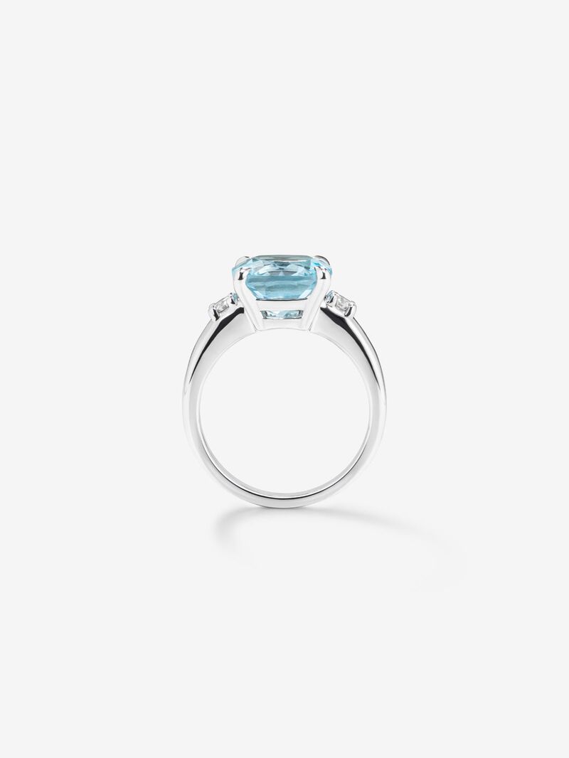 Three-piece 925 silver ring with topaz and diamonds image number 4