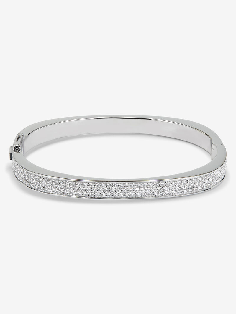 18K White Gold Rigid Bracelet with Brilliant-Cut Pavé Diamonds image number 0