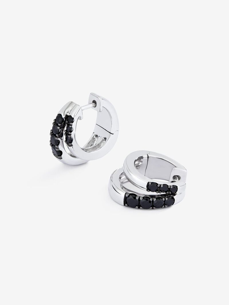 Double hoop earrings made of 925 silver with spinels. image number 2