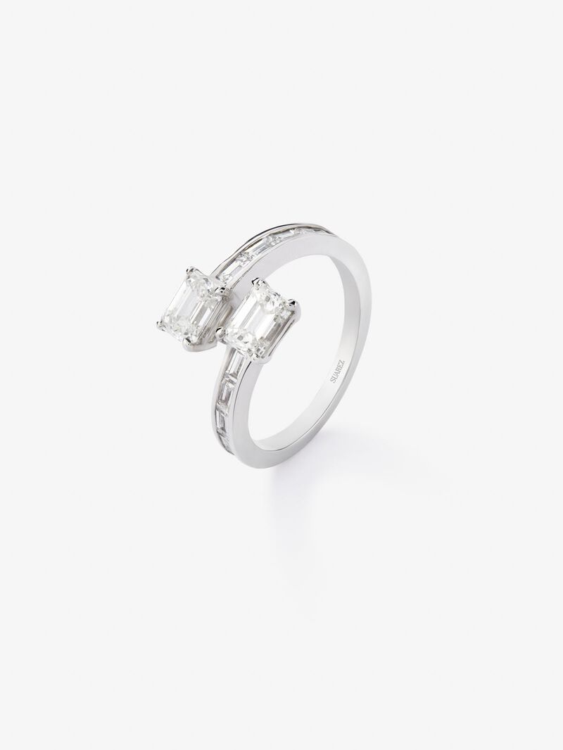 You and I of 18K White Gold with White Diamonds in Emerald and Bright Size of 1.97 CTS image number 0